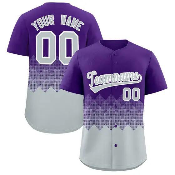 Purple Silver Grid Blur Pattern Baseball Jersey