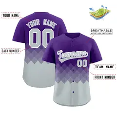 Purple Silver Grid Blur Pattern Baseball Jersey 2