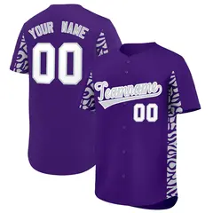 Purple Silver Leopard Graffiti Side Design Baseball Jersey 1