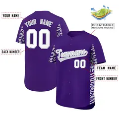 Purple Silver Leopard Graffiti Side Design Baseball Jersey 2