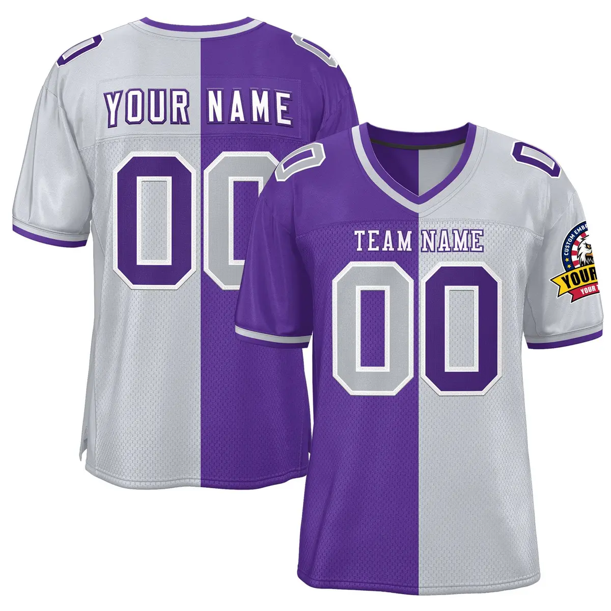 Purple Silver Split Two Tone Authentic Football Jersey