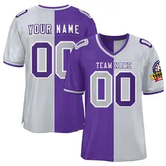Purple Silver Split Two Tone Authentic Football Jersey