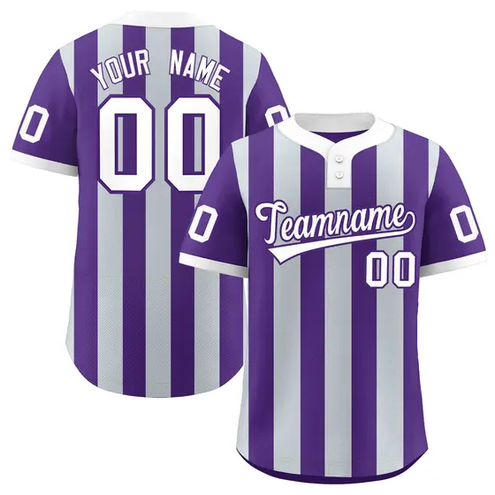 Purple Silver Stripe Two-Button Softball Jersey