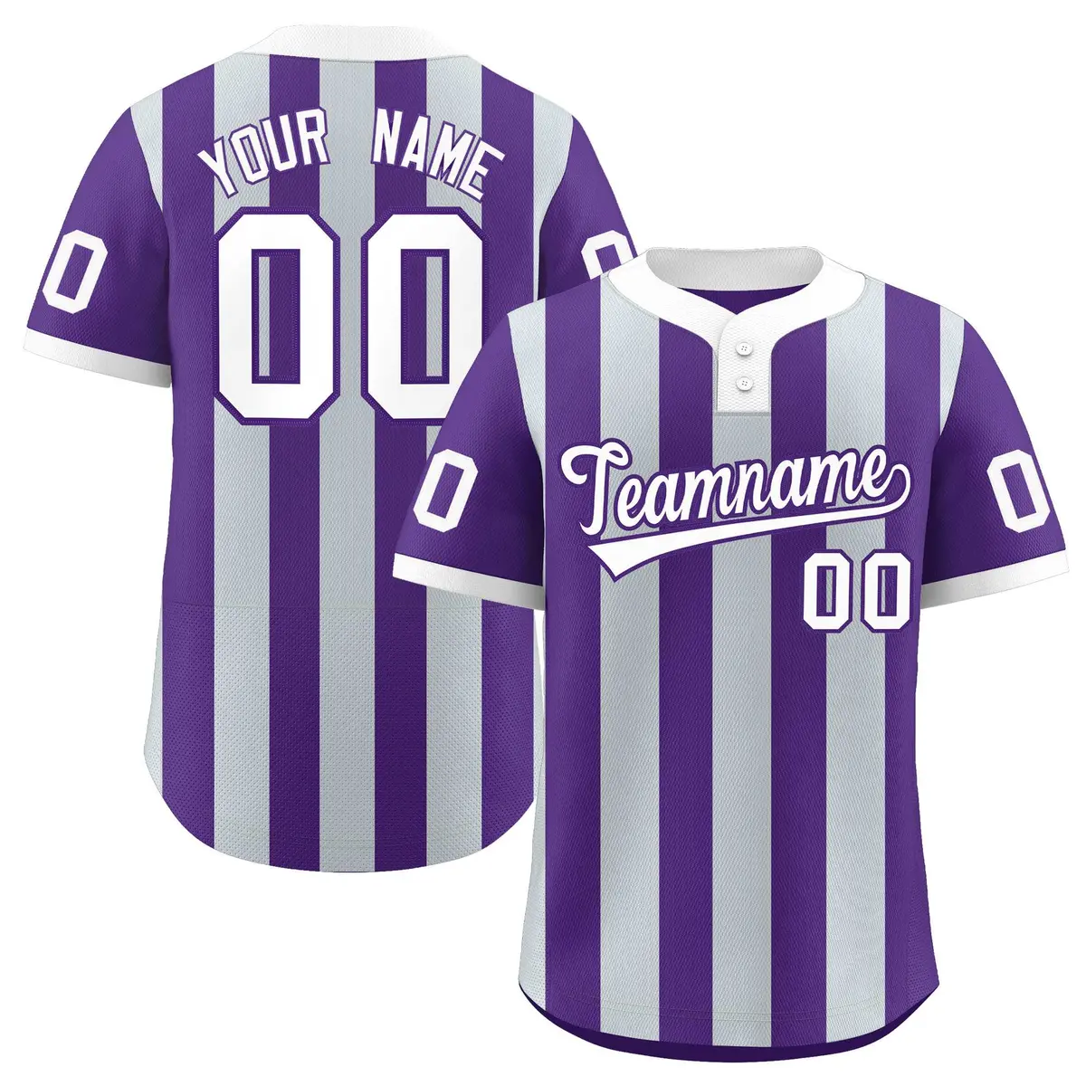 Purple Silver Stripe Two-Button Softball Jersey