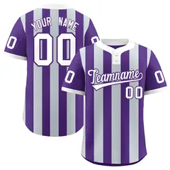 Purple Silver Stripe Two-Button Softball Jersey 1