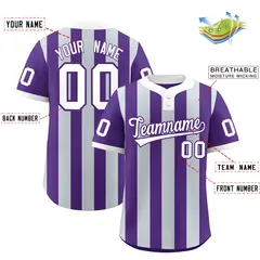 Purple Silver Stripe Two-Button Softball Jersey 2