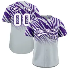Purple Silver Tiger Stripe Gradient Baseball Jersey 1