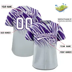 Purple Silver Tiger Stripe Gradient Baseball Jersey 2