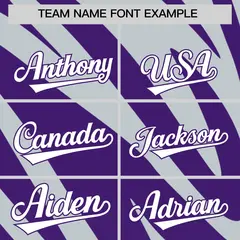 Purple Silver Tiger Stripe Gradient Baseball Jersey 3