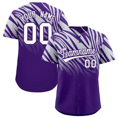 Purple Silver Tiger Stripe Gradient Baseball Jersey 1