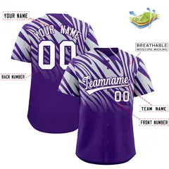 Purple Silver Tiger Stripe Gradient Baseball Jersey 2