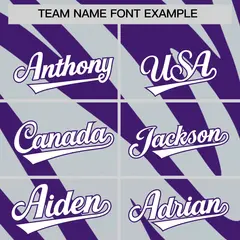 Purple Silver Tiger Stripe Gradient Baseball Jersey 3