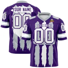 Purple Silver White Graffiti Pattern Flag Football Jersey