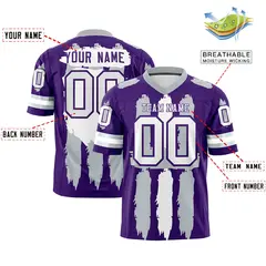 Purple Silver White Graffiti Pattern Flag Football Jersey 2