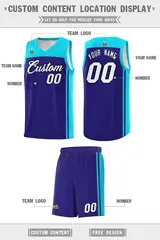 Purple Sky Blue Classic Sets Basketball Jersey 5