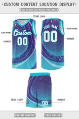Purple Sky Blue Galaxy Graffiti Pattern Basketball Jersey 2