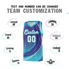 Purple Sky Blue Galaxy Graffiti Pattern Basketball Jersey 3