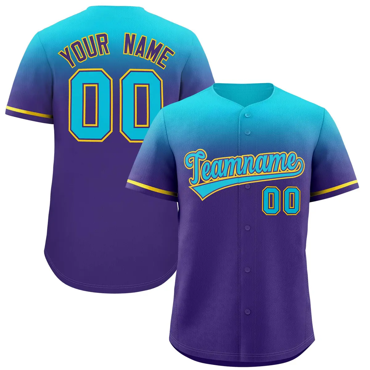 Purple Sky Blue Gradient Fashion Baseball Jersey