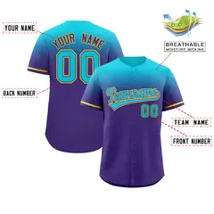 Purple Sky Blue Gradient Fashion Baseball Jersey 2