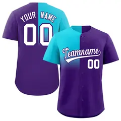 Purple Sky Blue Half Gradient Authentic Baseball Jersey 1