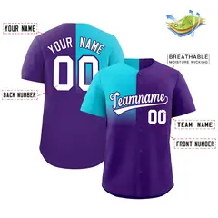 Purple Sky Blue Half Gradient Authentic Baseball Jersey 2