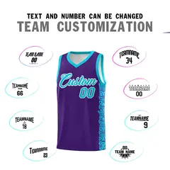 Purple Sky Blue Indians Pattern Basketball Uniform Jersey 4