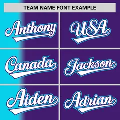 Purple Sky Blue Pinstripe Gradient Baseball Jersey 3