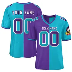 Purple Sky Blue Split Two Tone Authentic Football Jersey