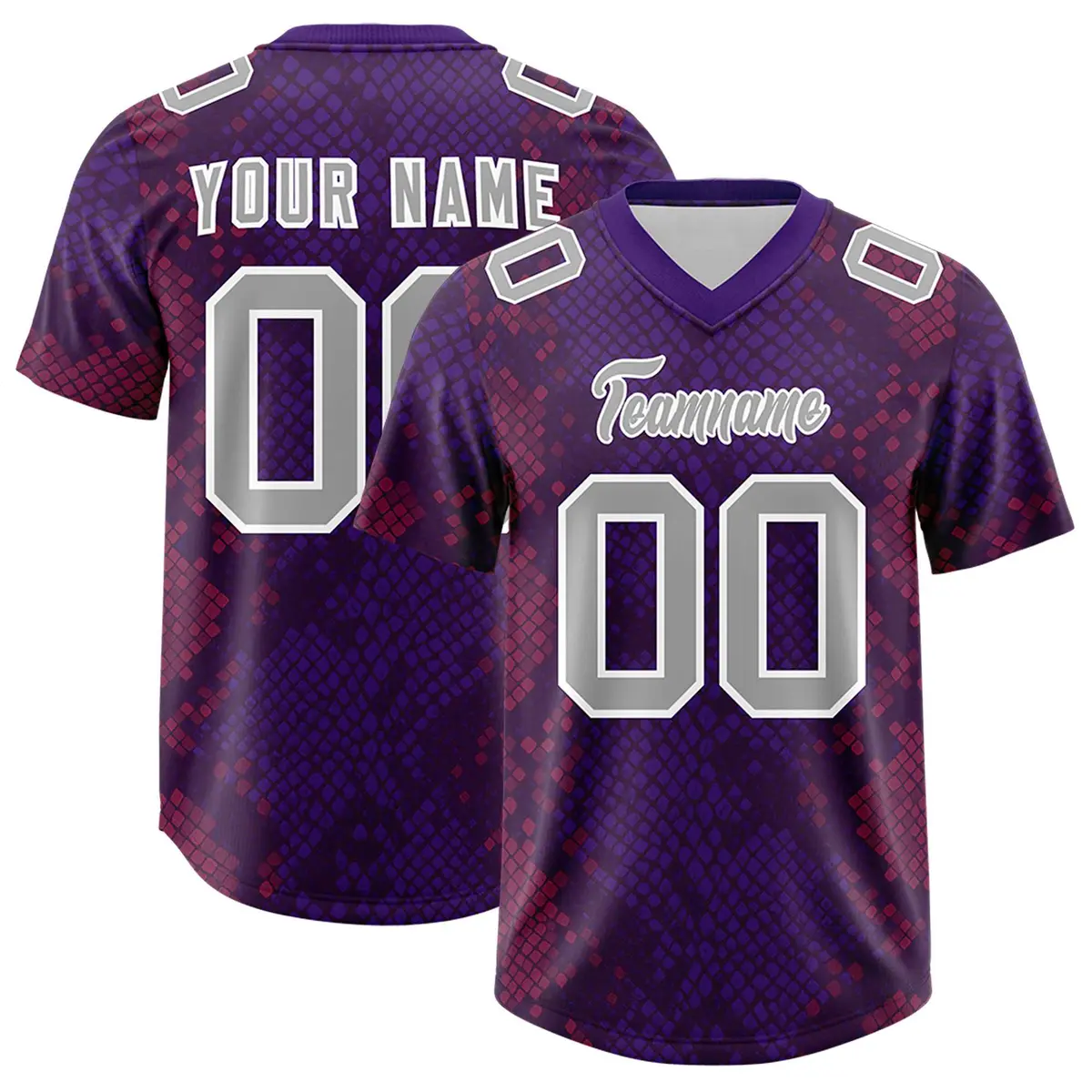 Purple Snakeskin Graffiti Pattern Authentic Football Jersey