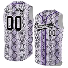 Purple Snakeskin Pattern Sleeveless Baseball Jersey