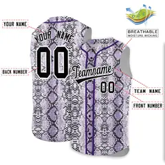 Purple Snakeskin Pattern Sleeveless Baseball Jersey 2