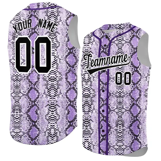 Purple Snakeskin Pattern Sleeveless Baseball Jersey
