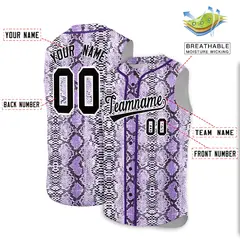 Purple Snakeskin Pattern Sleeveless Baseball Jersey 2