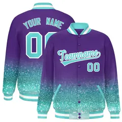 Purple Sparkle-Effect Varsity Full-Snap Letterman Baseball Jacket