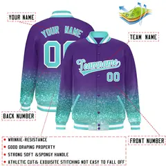 Purple Sparkle-Effect Varsity Full-Snap Letterman Baseball Jacket 2