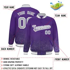 Purple Sparkle-Effect Varsity Full-Snap Letterman Baseball Jacket 2