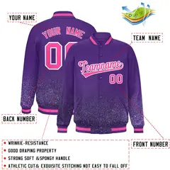 Purple Sparkle-Effect Varsity Full-Snap Letterman Baseball Jacket 2