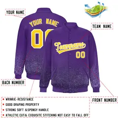 Purple Sparkle-Effect Varsity Full-Snap Letterman Baseball Jacket 2
