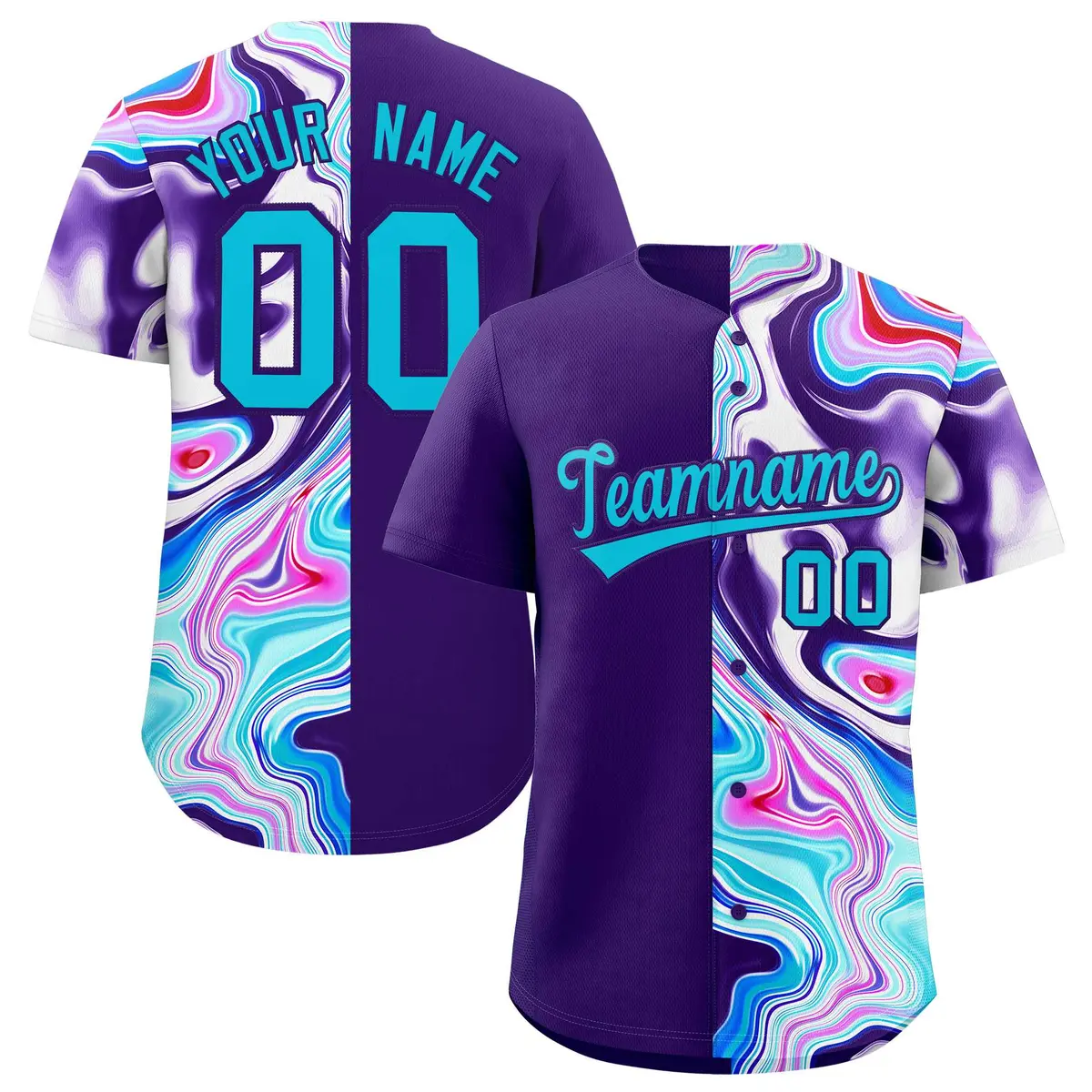Purple Split Fluid Fashion Authentic Baseball Jersey