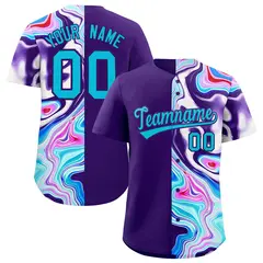 Purple Split Fluid Fashion Authentic Baseball Jersey