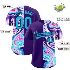 Purple Split Fluid Fashion Authentic Baseball Jersey 2