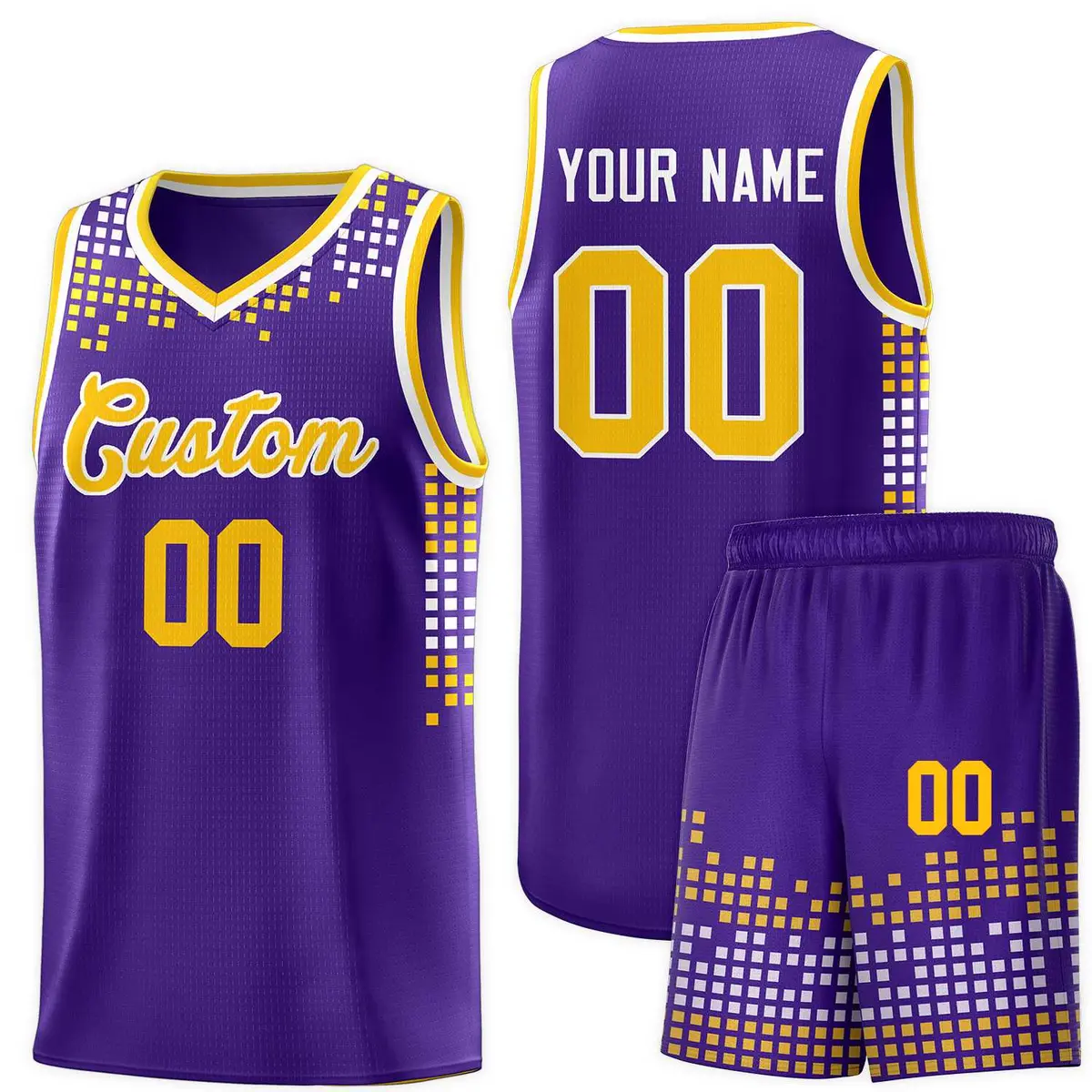Purple Square Grid Graffiti Pattern Basketball Jersey