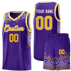 Purple Square Grid Graffiti Pattern Basketball Jersey