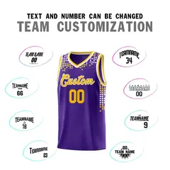 Purple Square Grid Graffiti Pattern Basketball Jersey 3
