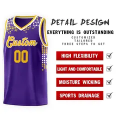 Purple Square Grid Graffiti Pattern Basketball Jersey 4