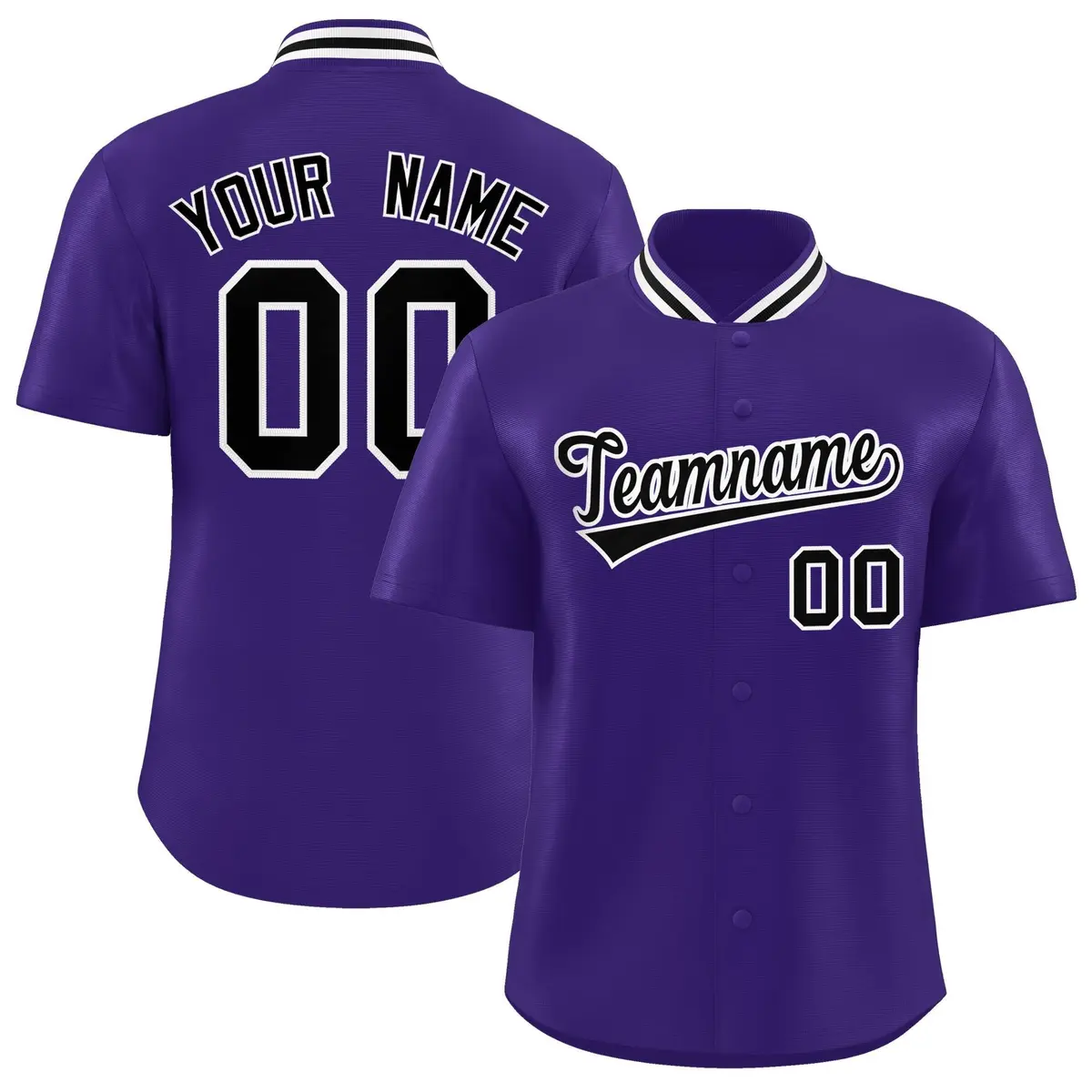 Purple Stand Collar Classic Authentic Baseball Jersey