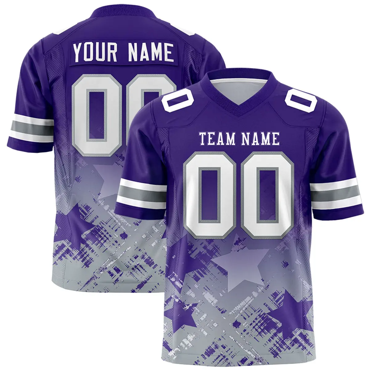 Purple Star Gradient Flag Football Jersey