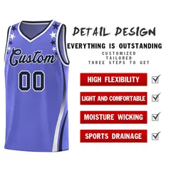 Purple Star Pattern Color Block Shoulders Basketball Jersey 2