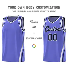 Purple Star Pattern Color Block Shoulders Basketball Jersey 3