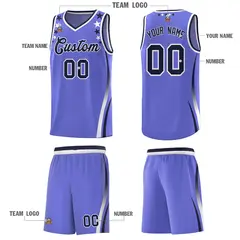 Purple Star Pattern Color Block Shoulders Basketball Jersey 5